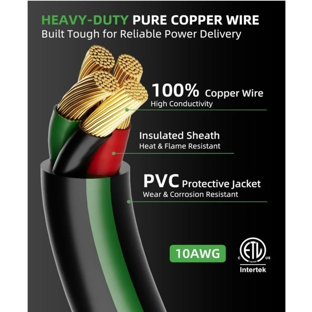 ISLEWIRE 4 Prong Dryer/EV Extension Cord 10 Ft, 30 Amp NEMA 14-30P to 14-30R 125